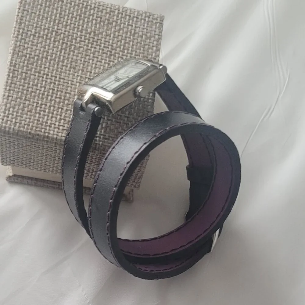 Watch Leather Wrap Band Black & Purple Coldwater Creek Ladies